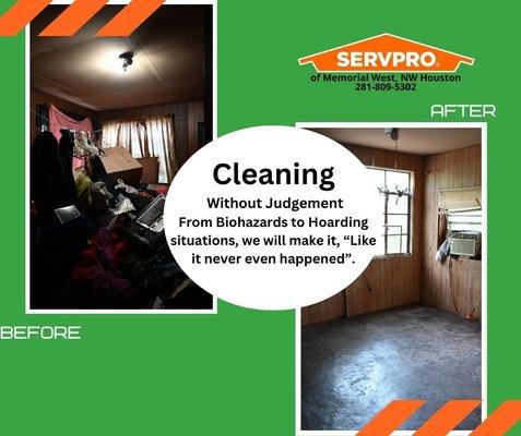 SERVPRO has advanced training and certification on biohazard cleaning to hoarding situations.