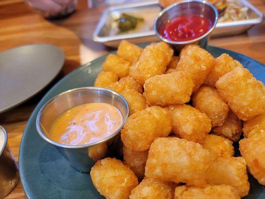 Tots w/ a side of ketchup and house aoli