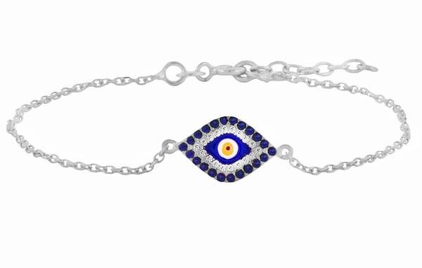 Silver rhodium plated eye bracelet