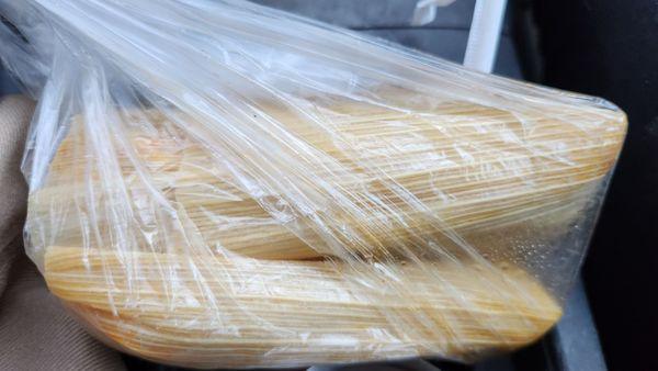 2 good size tamales, ready to eat.