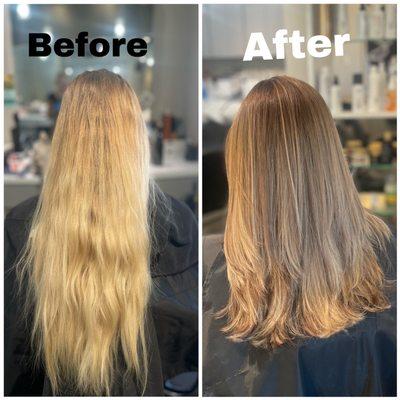 Before and after Color correction & Highlights