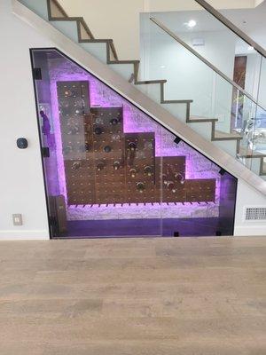 Complete Stairs Remodel with Glass Wine Cellar by D Global Construction