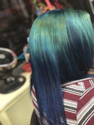 Turquoise and Navy Blue hair color