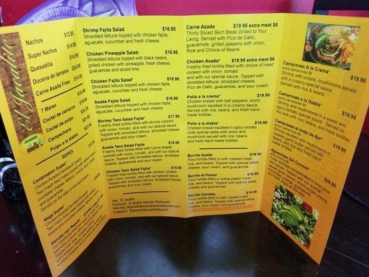 Half of our Menu.