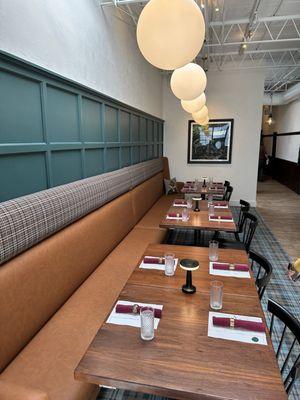 The leather banquette is glorious