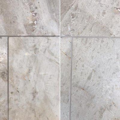 Before and after tile and grout.