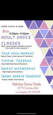 Adult Class Schedule