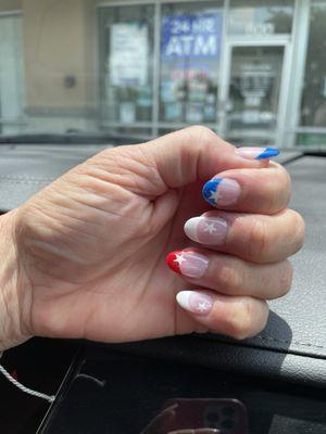 These are my 4th of July nails!  I have already gotten so many compliments.