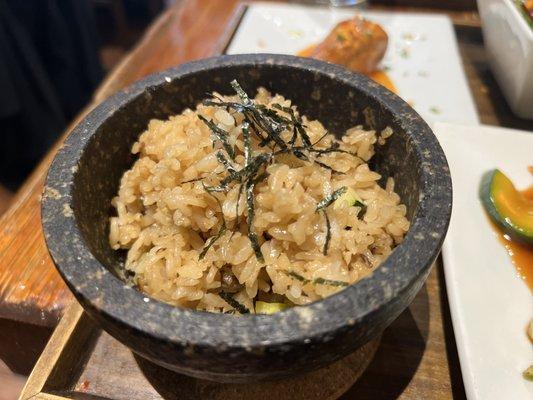 Rice in stone bowl