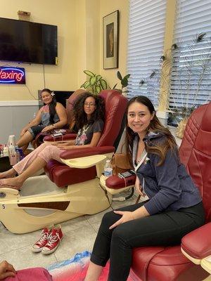 Me, my sister, & mom getting pedicures