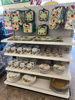 Sunflower themed kitchenware