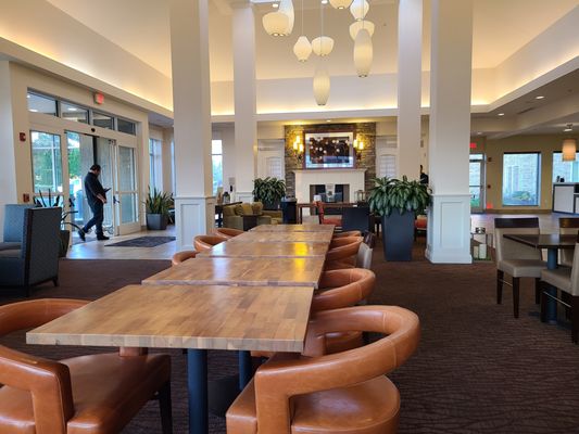 Dining area and hotel lobby.