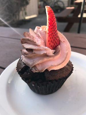 Neapolitan vegan cupcake.