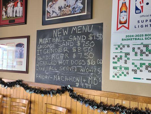 New sandwich menu (October 2024)