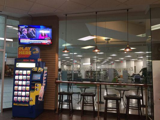 Seating in Cafe and lobby, TV in cafe always on news channel