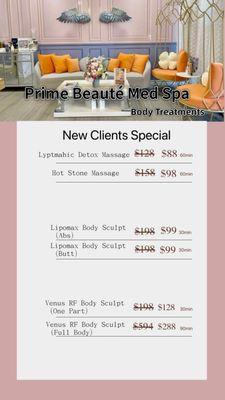 Body treatments pricing 12/2024