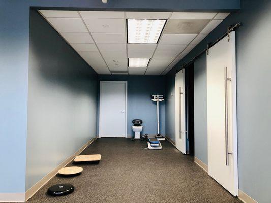 Stretching area, and entrance to the dry needling room