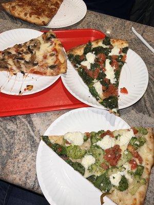 Mushrooms Pizza, Broccoli Tomato and Ricotta Pizza, Spinach Tomato and Ricotta Pizza