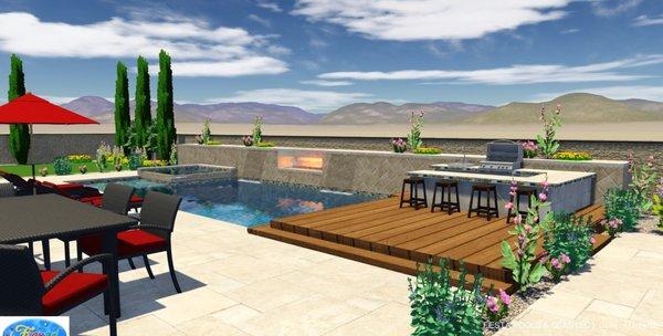 Custom pool/spa designed by homeowner