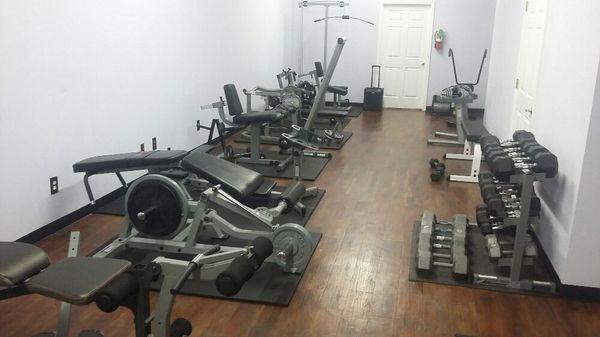 We have a total gym. for full body workouts.