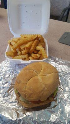 Steak burger and fries