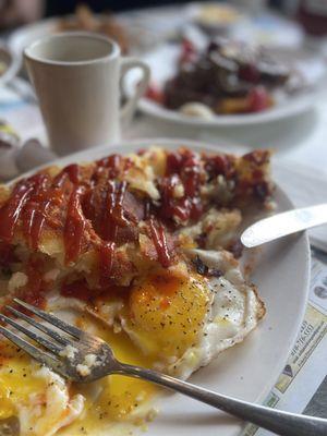 2 Two Eggs, Hash, multigrain toast.