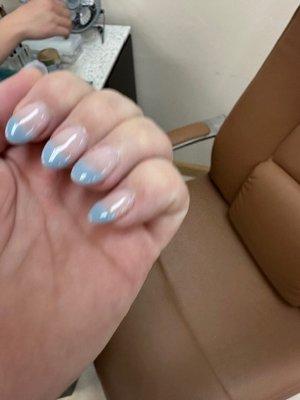 Very poorly done but was told it was my nail that was issue, yet the blue all over was the fixed product.