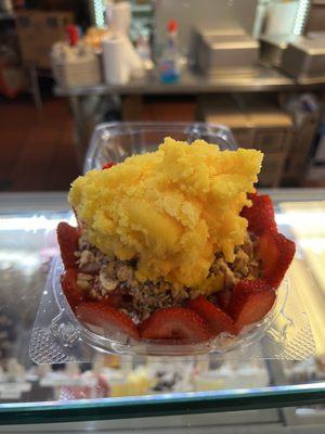 Fruit bowl with sorbet