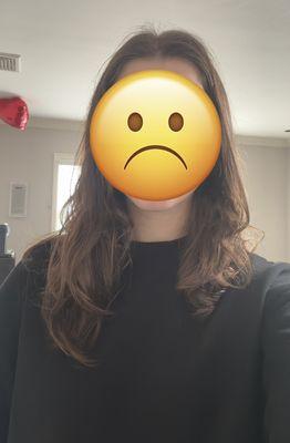 The extremely uneven haircut I received at Supercuts Carle Place