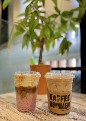 Strawberry cream and iced chai latte