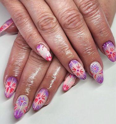 Pink and purple nails