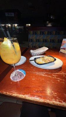 Seafood-Stuffed Mushrooms and Tropical White sangria.