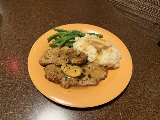 Pork Schnitzel with a Lemon Butter Sauce Dinner