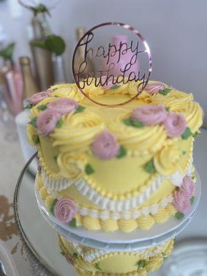 Yellow birthday cake