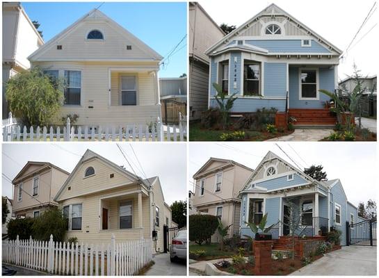 Before and after exterior cosmetic remodel for HGTV's Curb Appeal in Alameda