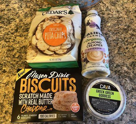 Mini haul...Glad to find CAVA dip and lavender creamer