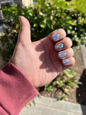 Fresh dip powder holographic nails!