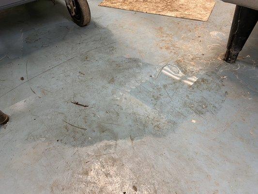 Running ice maker machines leaking onto the lab's floor