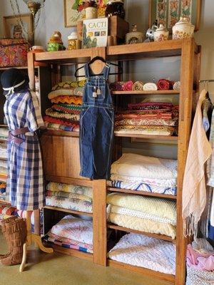 Adorable display of vintage quilts