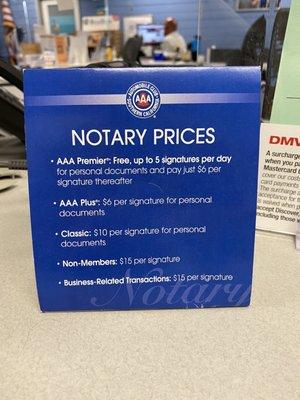 Sept 2022 notary prices