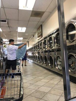 The dryers are huge! Dryers are free after a wash.