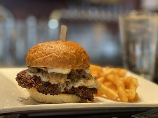 Mushroom Burger with Fries