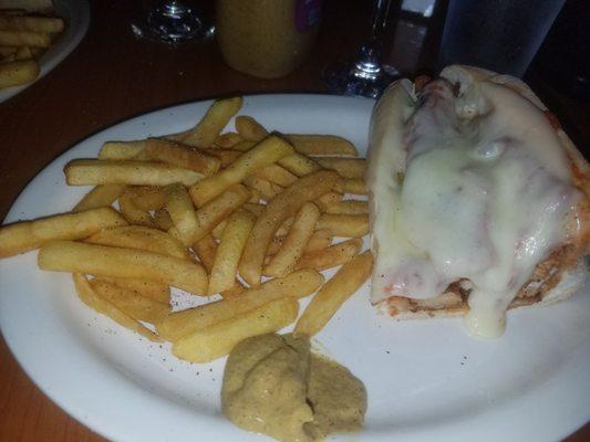 Chicken Parm & fries - and this is just half !!