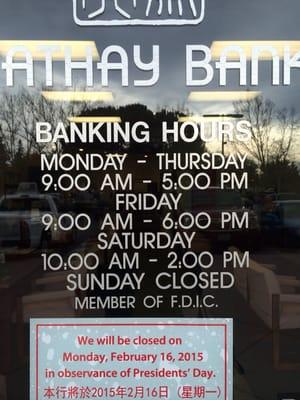 Their banking hours. :)