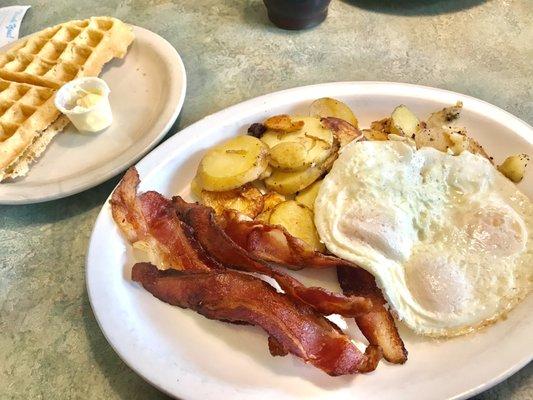 All American platter with bacon.