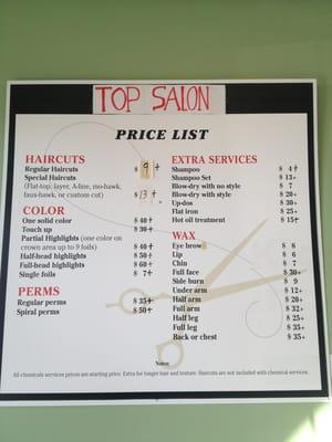 Services and prices