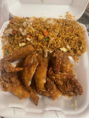 Hiuse fried rice and wings