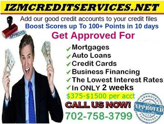 Credit Repair & Credit Tradelines for sale to raise Credit Scores fast! Contact us!