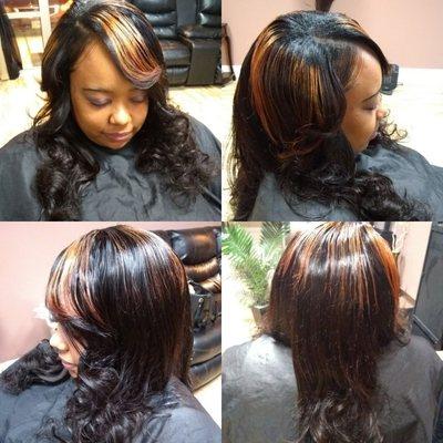 Full Sew in with Natural Hair leave out