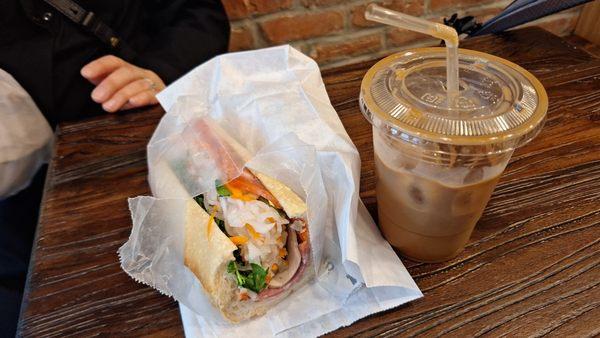 Vietnamese iced coffee and classic banh mi